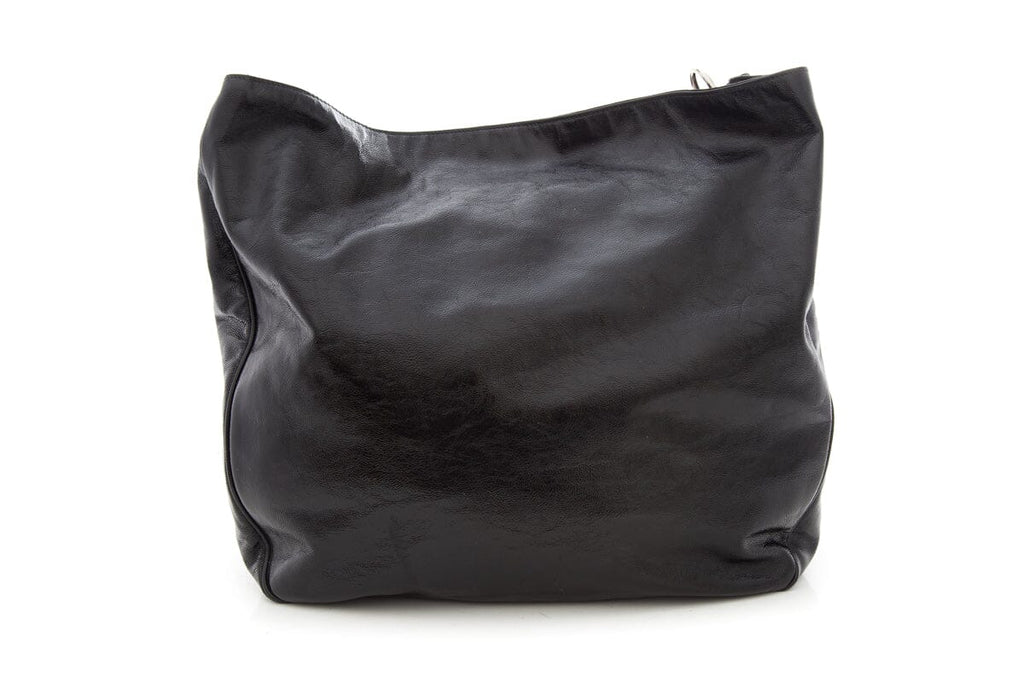 YSL Black Patent Leather Hobo Handbag