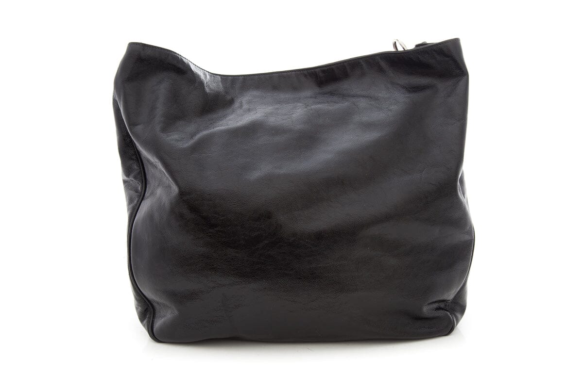 YSL Black Patent Leather Hobo Handbag
