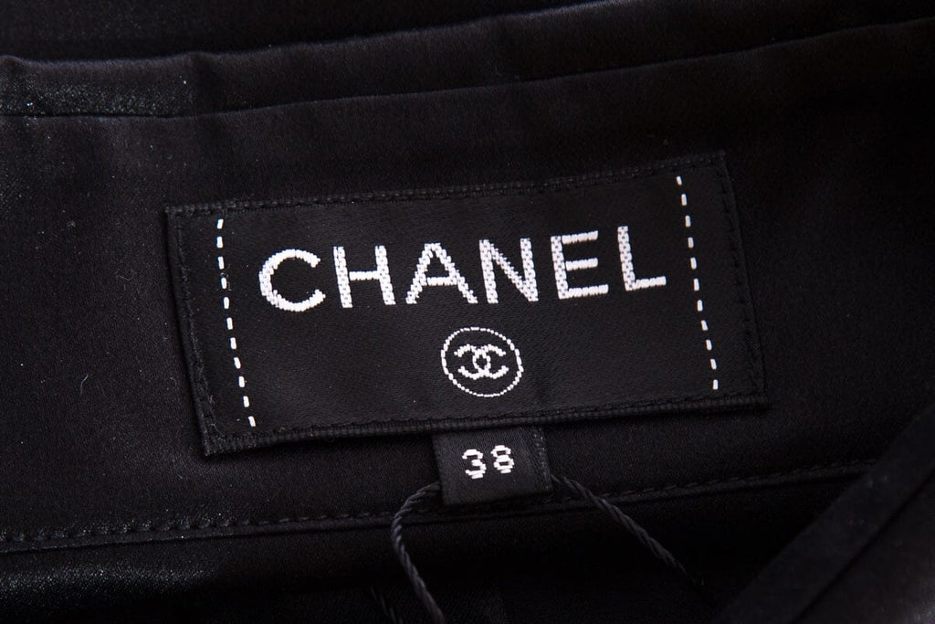 Chanel Black Silk Satin Blouse SZ 38