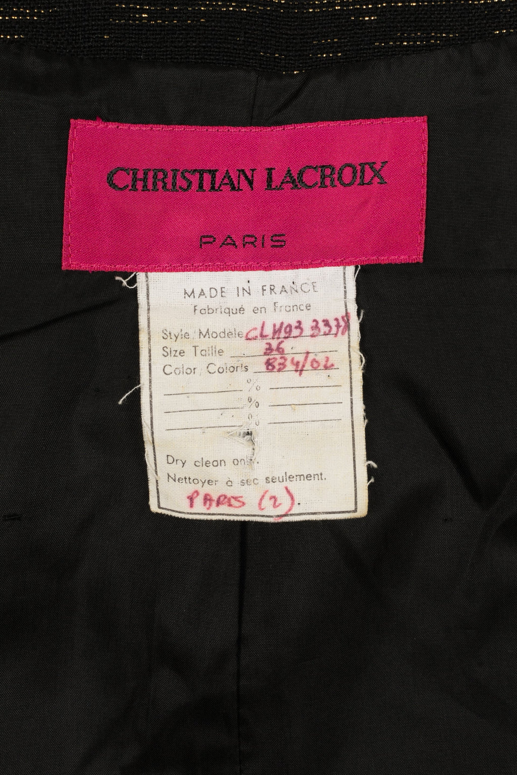 Veste Christian Lacroix Hiver 1993