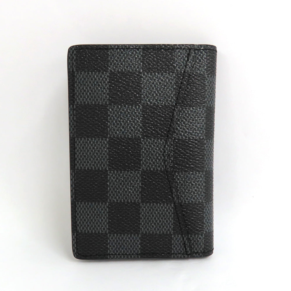Louis Vuitton N60431 Damier Graphite 3D Black Card Case Passcase Small Lace Mens Beauty