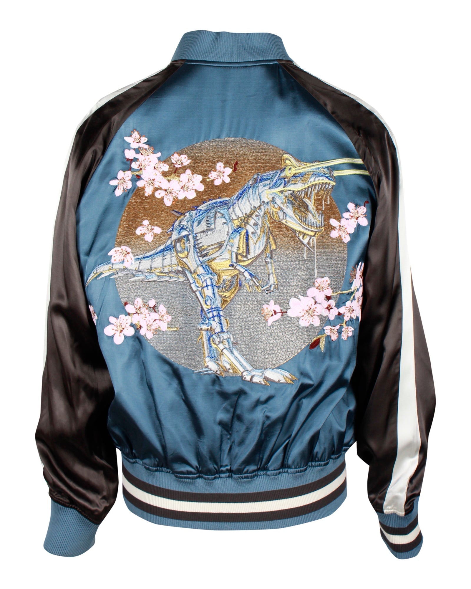 Dior x Sorayama Embroidered Souvenir Bomber Jacket in Blue Viscose