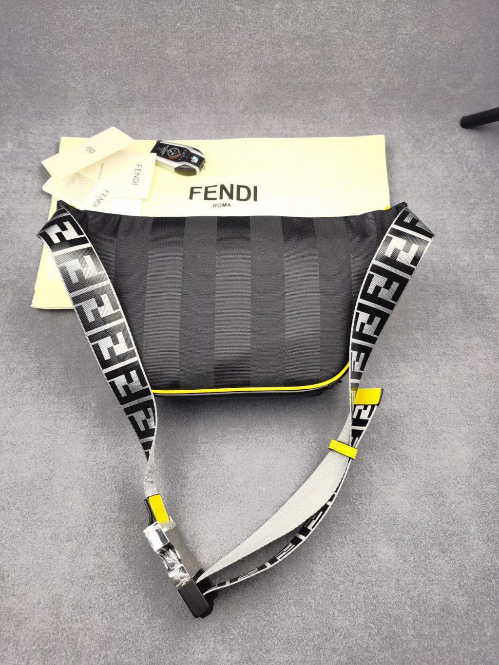 FI Little Monster Belt Bag Black/Yellow/Gray For Men, Men’s Bags 7.9in/20cm FF