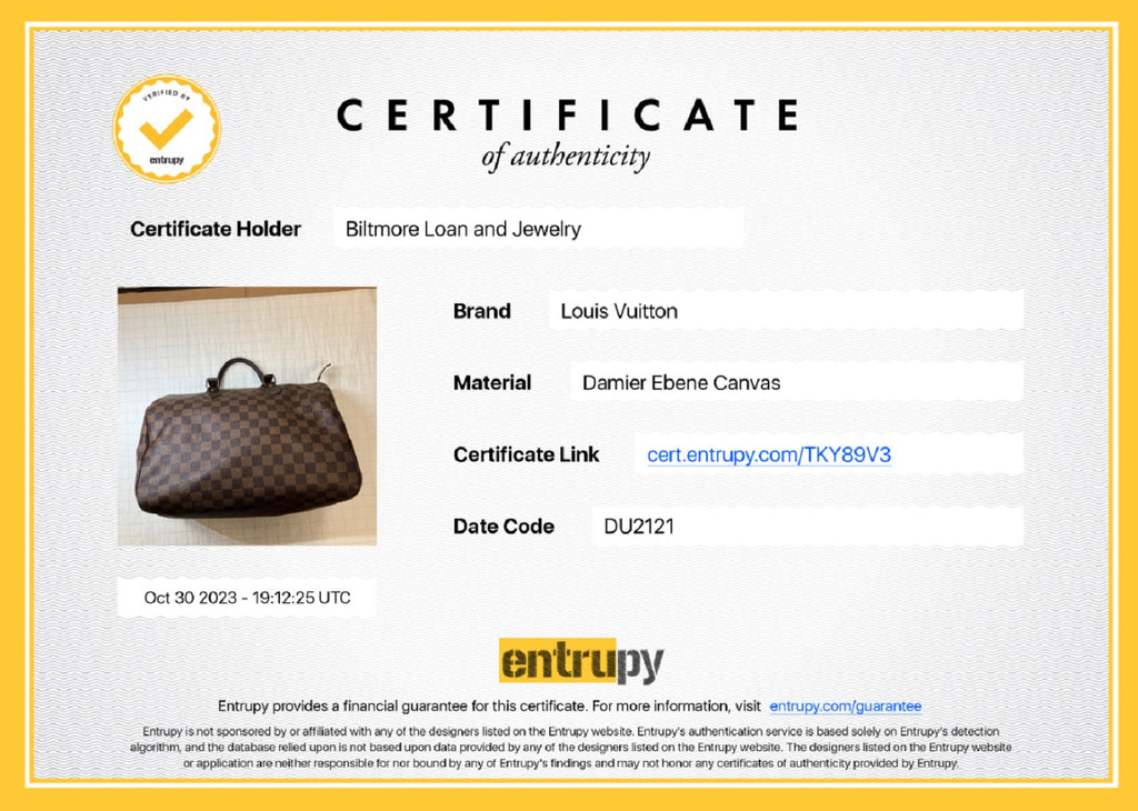 Louis Vuitton Damier Ebene Canvas Speedy 35 Satchel