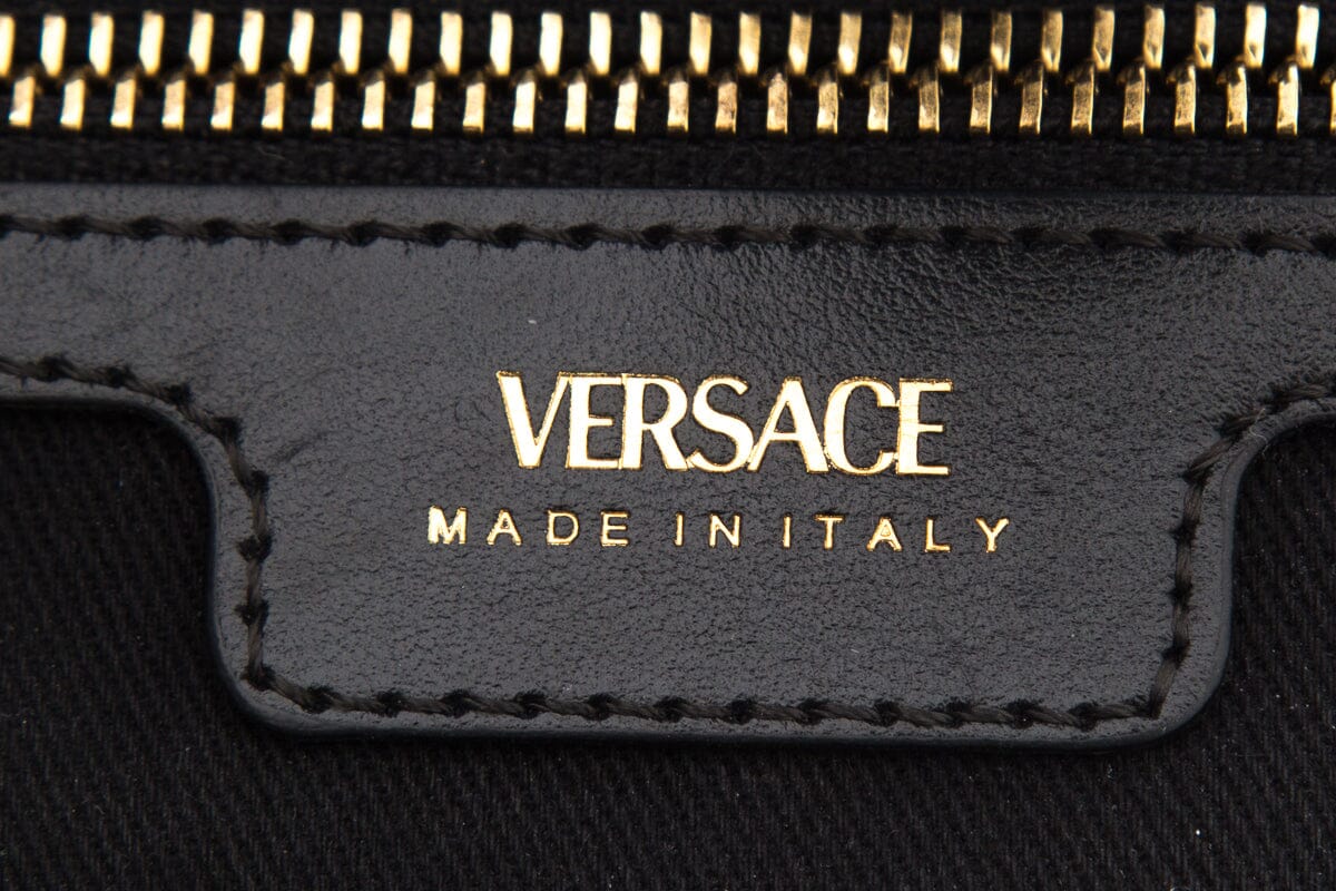 Versace Black & White Logo Canvas Tote