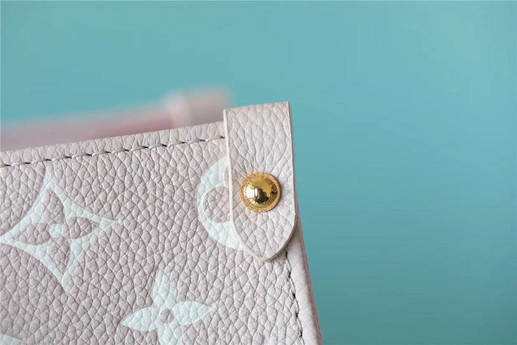 LV Onthego MM Monogram Empreinte Beige/ Pink/ Yellow For Women,  Shoulder And Crossbody Bags 35cm/13.8in LV M46128