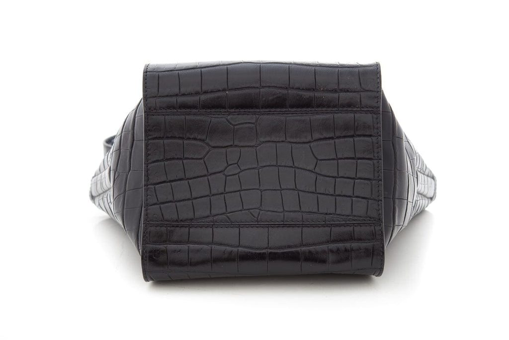 Max Mara Black Croc Embossed Handbag