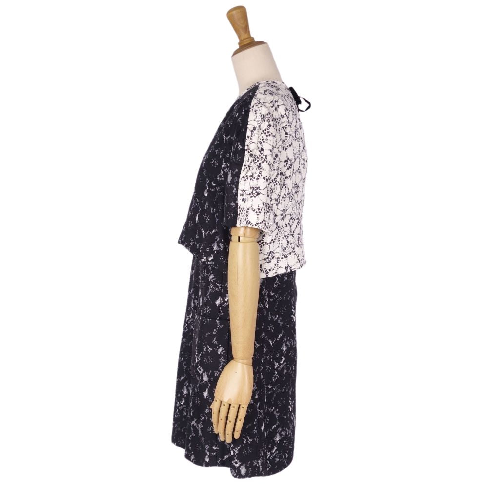 Louis Vuitton One Earrings Short Sleeve Total Silk 100% Tops  Made in France 36 (Equivalent to S) Black/White - LODEST