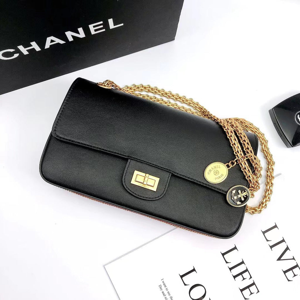 CHLMaroon Medallion Nude Reissue 2.55 Classic 225 Flap Black Bag For Women 24cm/9.4in