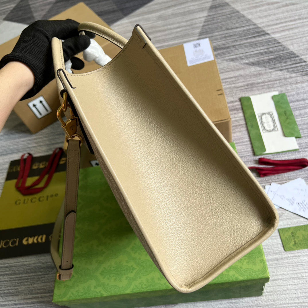 gg Small Tote Bag With Interlocking G Beige For Women, Women’s Bags 12.2in/31cm gg ‎659983 UULBT 9683
