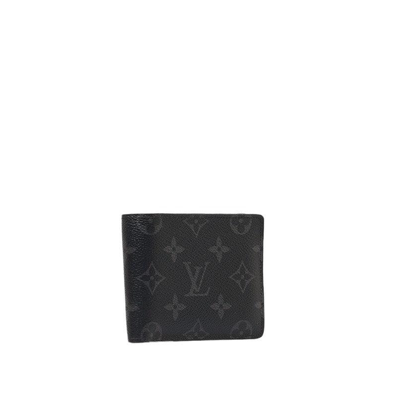 Louis Vuitton Monogram Portefolio Multiple Double Fold Wallet M61695 Black PVC Men LOUIS VUITTON
