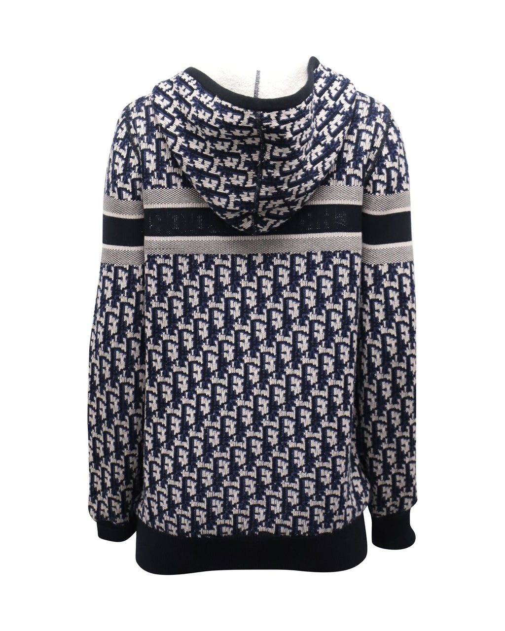 Dior Oblique Motif Hooded Cardigan in Blue Cotton