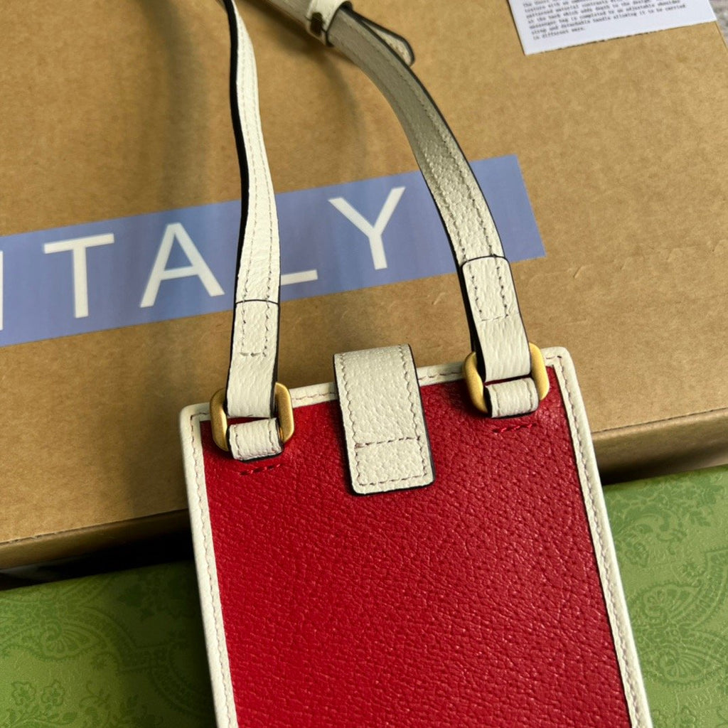 gg x Adidas Phone Case Red For Women, Women’s Bags 7.3in/18cm gg‎ ‎702203 UZ3BT 6484