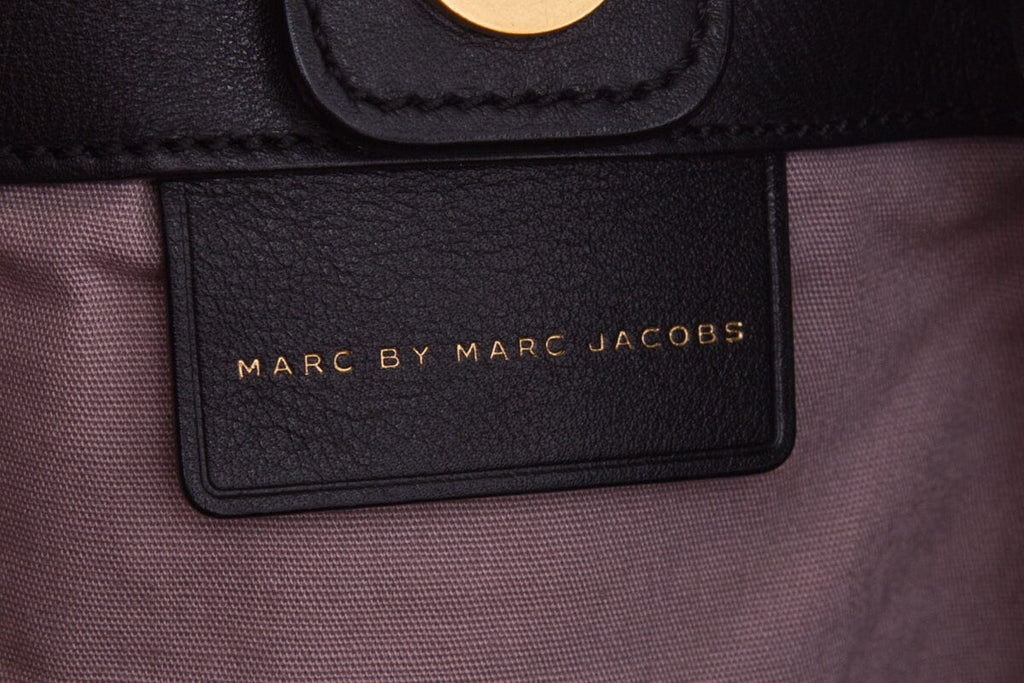 Marc by Marc Jacobs Black Detailed Leather Logo Placket Tote