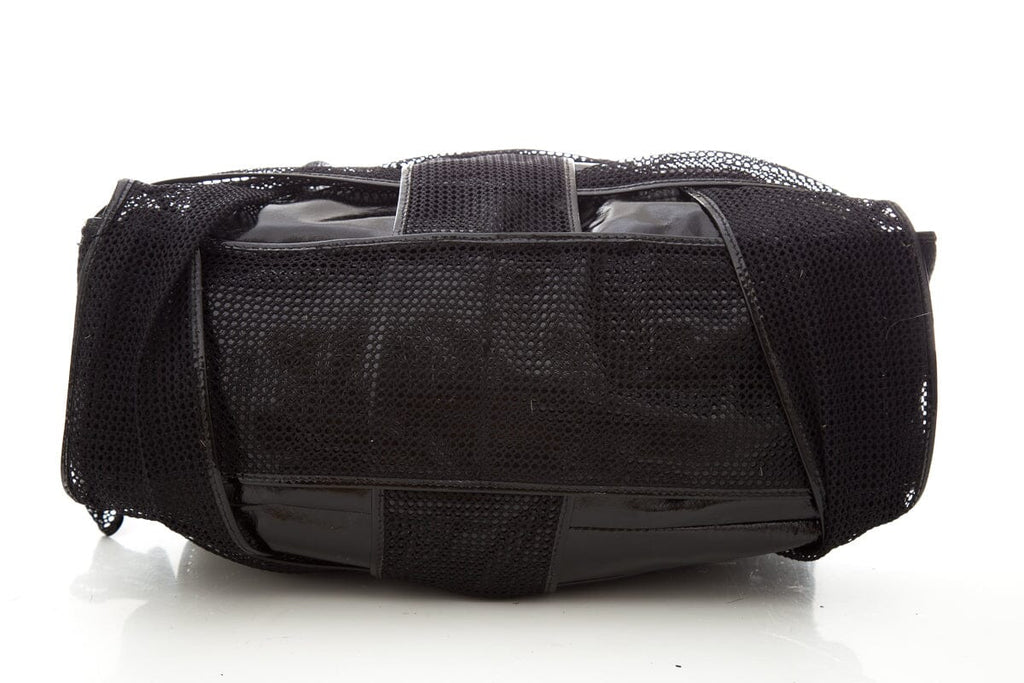 Fendi CROSSWORDS Black Woven Mesh Tote