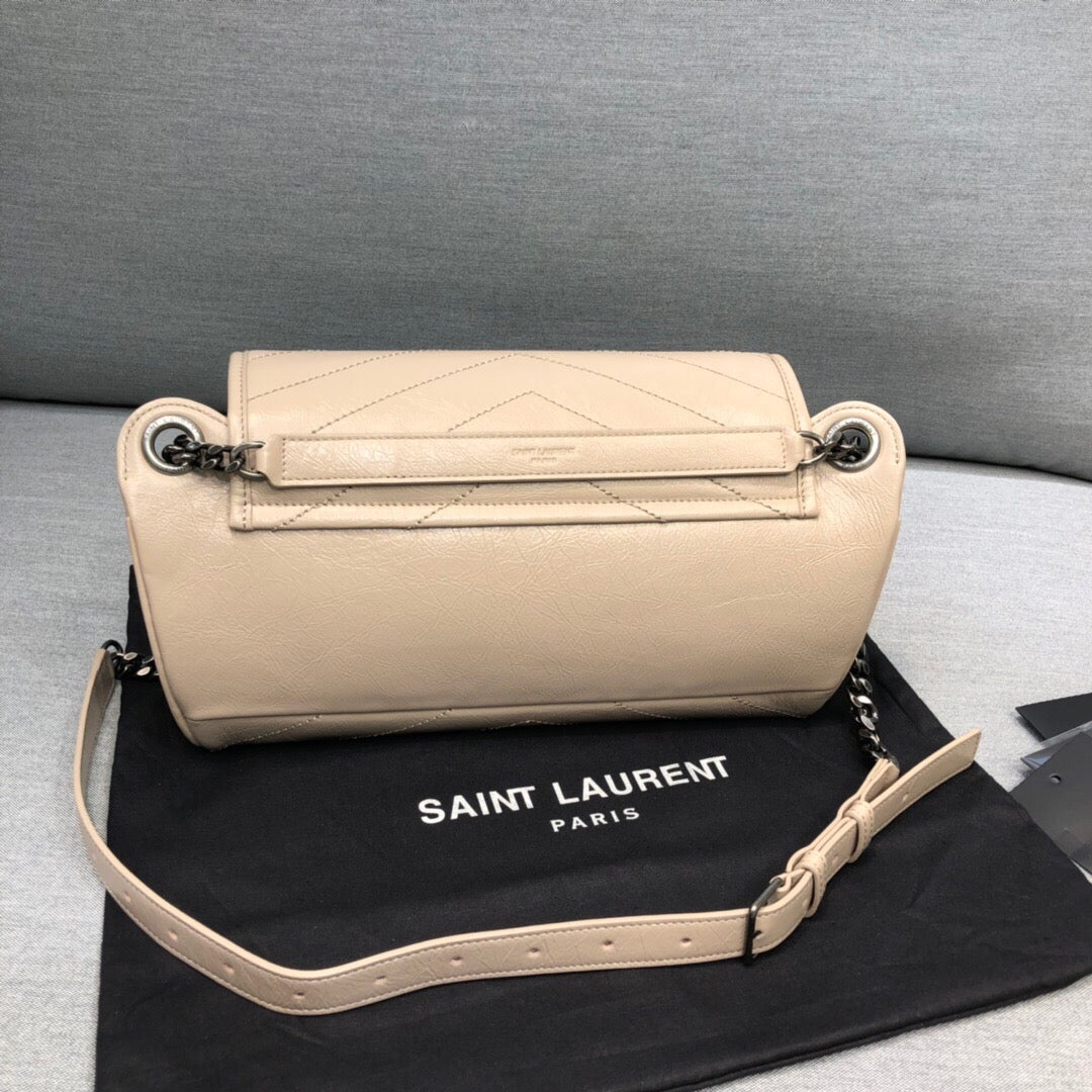 GLAMI Niki MeGLAMIum Crinkled Shoulder Bag Beige For Women 11in/28cm YSL
