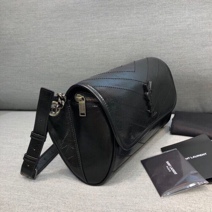 GLAMI Niki MeGLAMIum Crinkled Shoulder Bag Black For Women 11in/28cm YSL