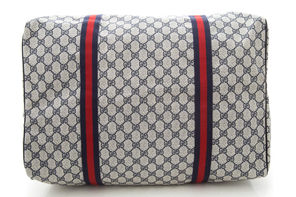 Gucci Navy & Red Web Trim GG Coated Canvas Duffle