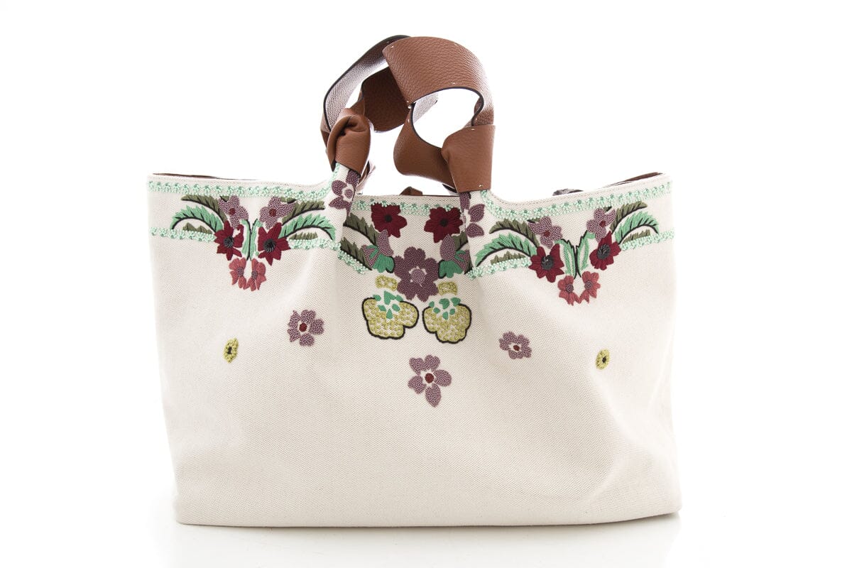 Valentino Garavani Atelier Purple & Green Embroidered Floral Tote