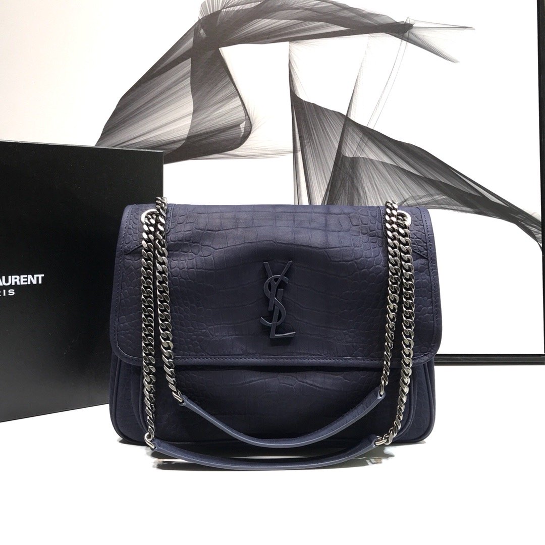 GLAMI Niki MeGLAMIum Chain Bag In-Embossed NavyÃ‚Â For Women 11in/28cm YSL