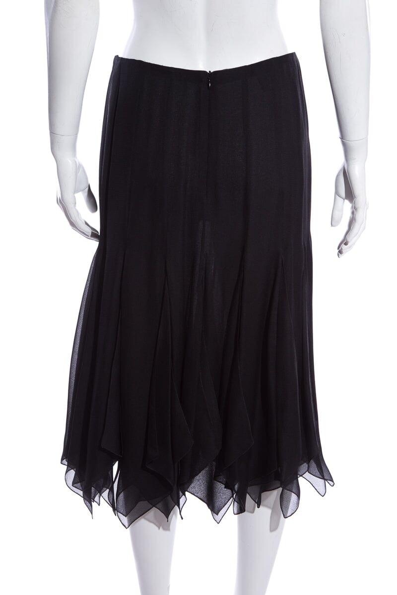 Chanel Cruise '06 Black Panel Ruffle Hem Skirt SZ 42