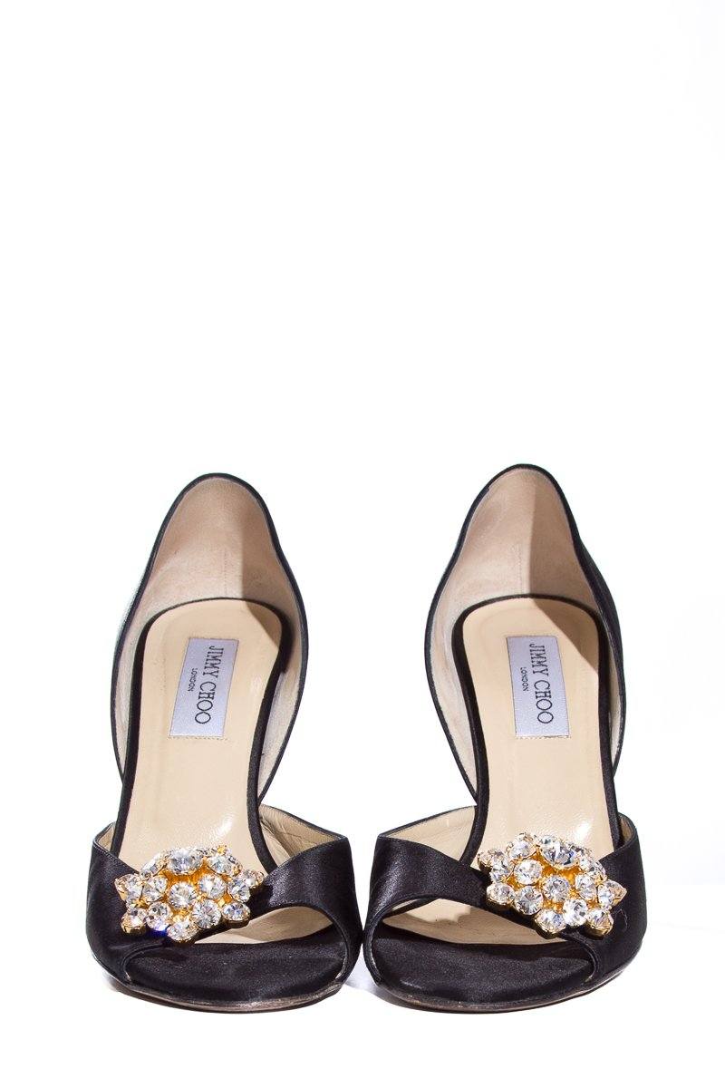 Jimmy Choo Black Satin Heels SZ 40