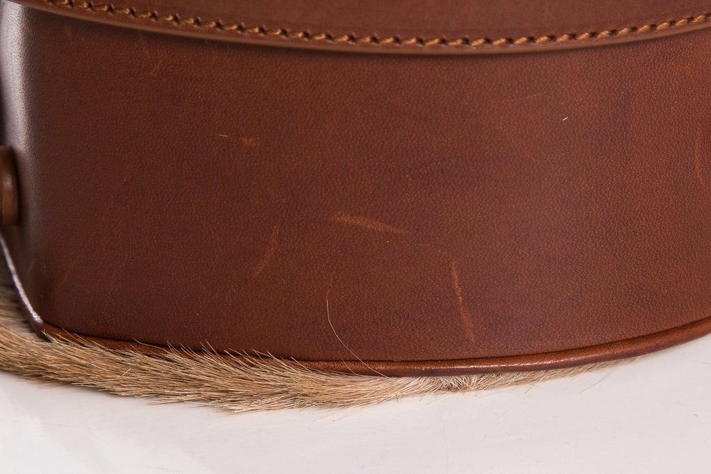 Yves Saint Laurent Brown Gazela Fur Small Hat Box Shoulder Bag