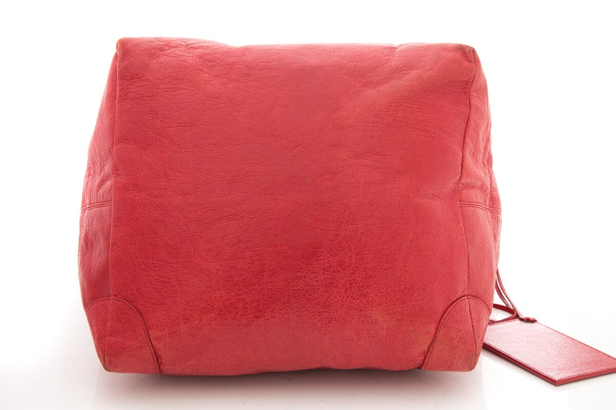 Balenciaga Red Day Leather Studs Hobo
