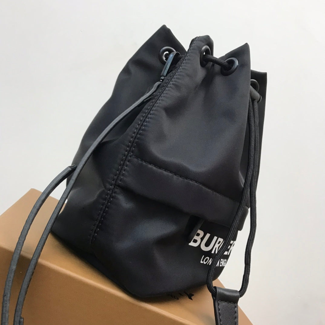 GLAMI Logo Print Nylon Drawcord Pouch Black For Women, Bags 7.7in/19.5cm