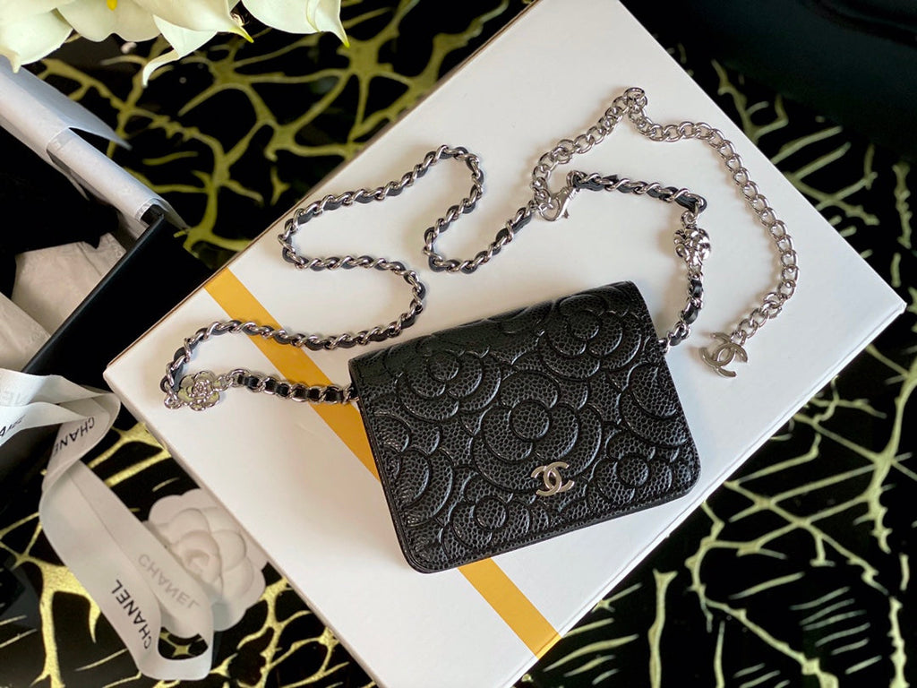 CHLWoc Camellia Black Bag For Women 12cm/4.5in