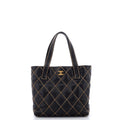 CHANEL Surpique Tote Quilted Leather Small