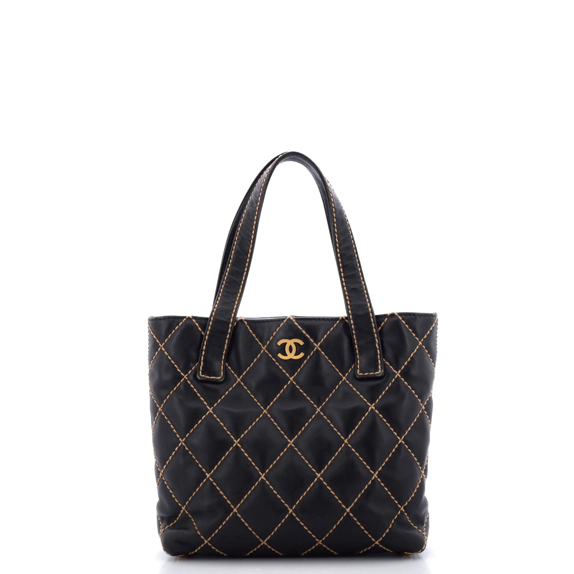 CHANEL Surpique Tote Quilted Leather Small