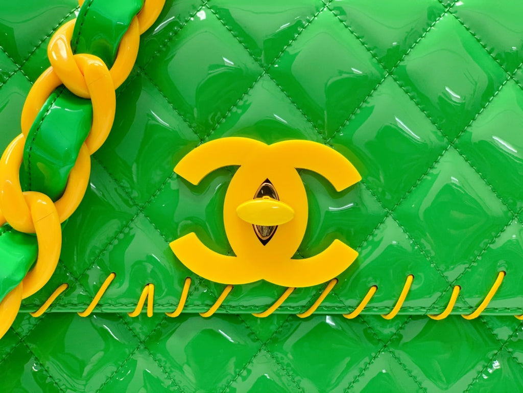 CHLVinyl Classic Green and Yellow Shoulder bag For Women 29cm/11.5in