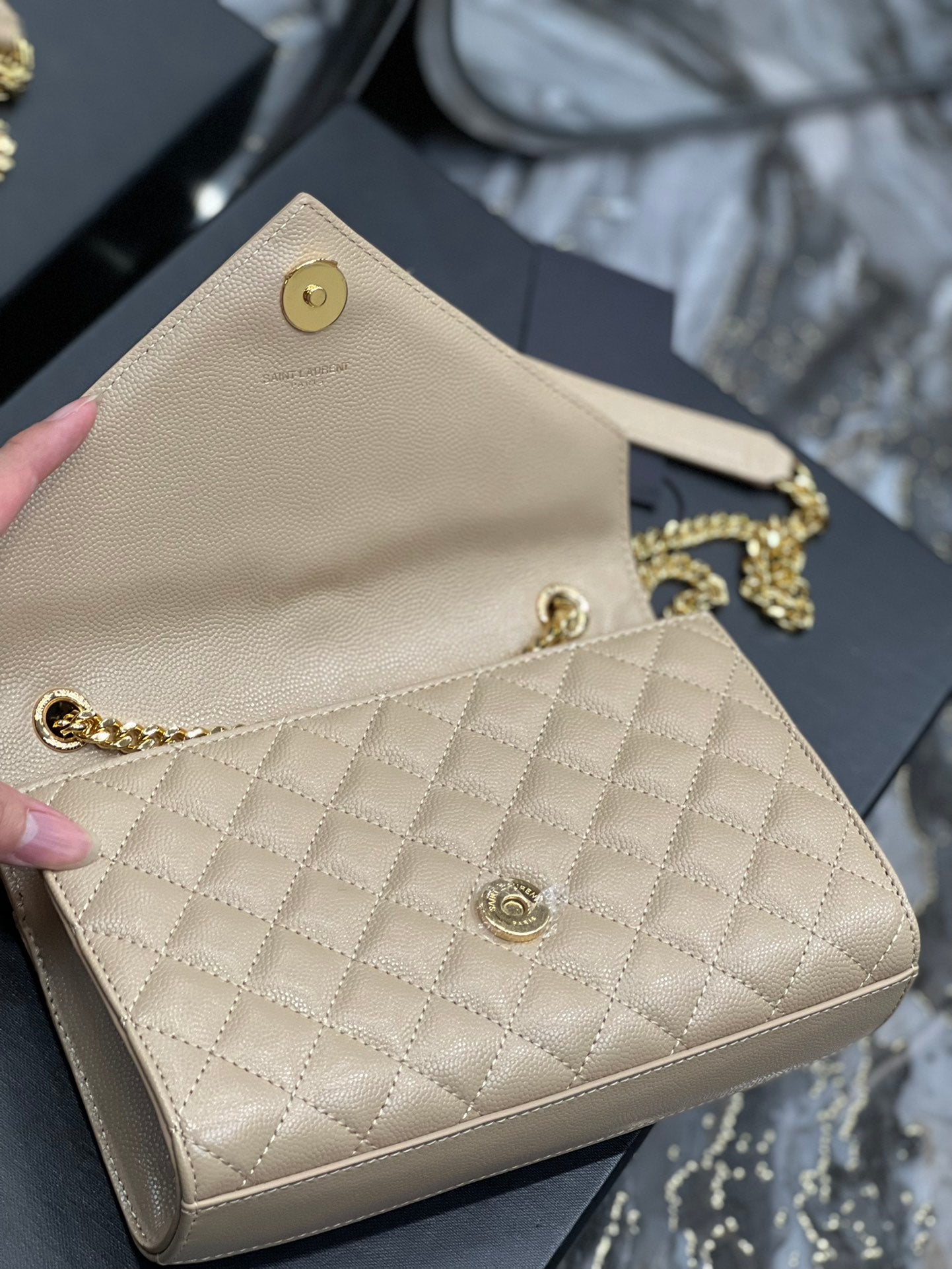 GLAMI Small Bag Dark Beige In Mix Matelasse For Women 8.2in/21cm YSL 600195BOW912721