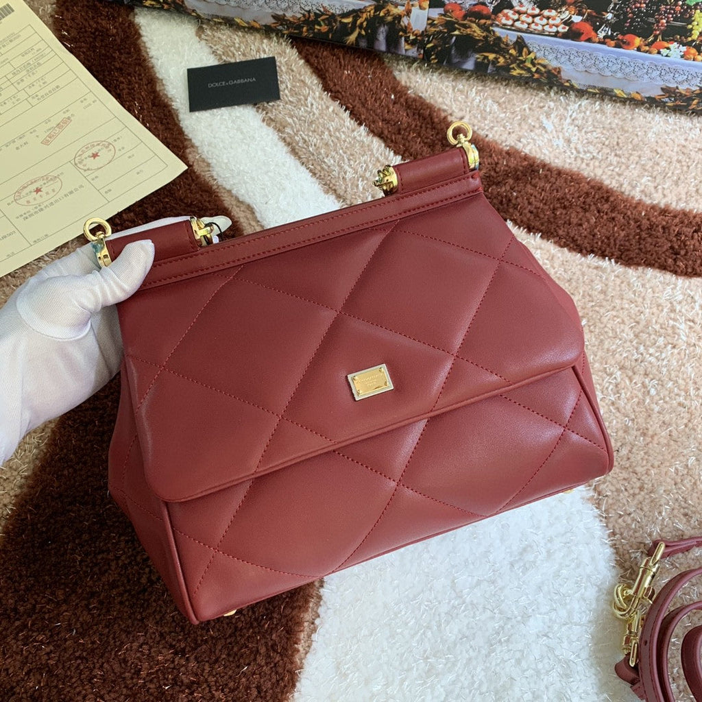 GLAMI MeGLAMIum Sicily Bag In Quilted Burgundy For Women 10.2in/26cm GLAMIÃ‚Â 