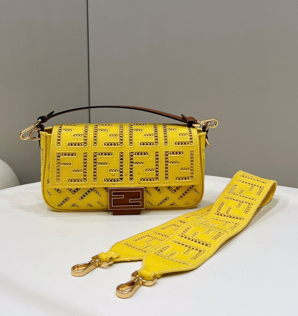 FI Baguette Yellow with Embroidery MeGLAMIum Bag For Woman 28cm/11in