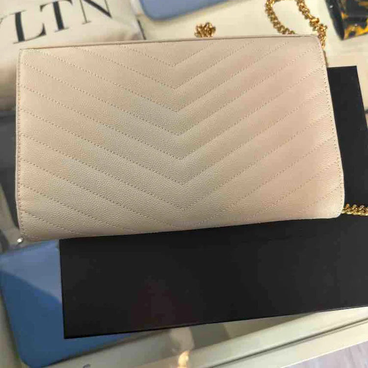 Ysl Cassandre MatelassÃƒÆ’Ã‚Â© Chain Wallet In Grain De Poudre Embossed Leather