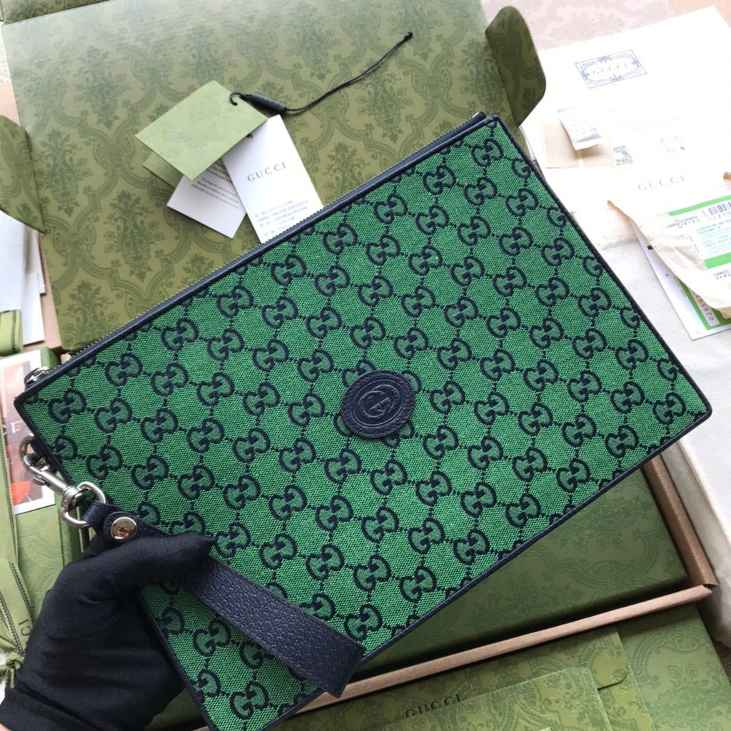 gg Beauty Case With Interlocking G Green And Blue gg Canvas For Women 12in/30cm gg