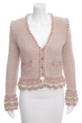 Chanel 2004 Fall Pink Shimmer Button Up Sweater SZ 38