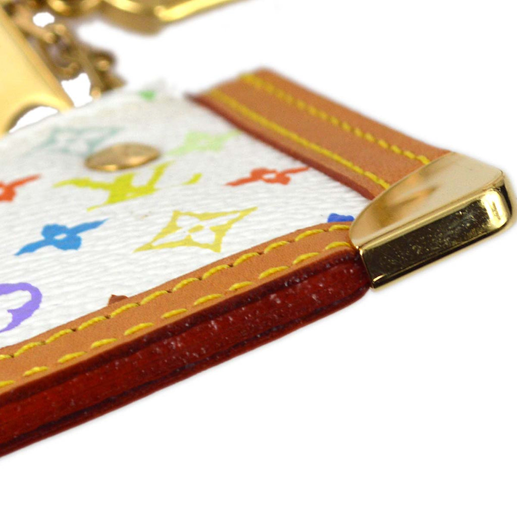 Louis Vuitton 2003 White Multicolor Pochette Cles Coin Case Wallet M92655