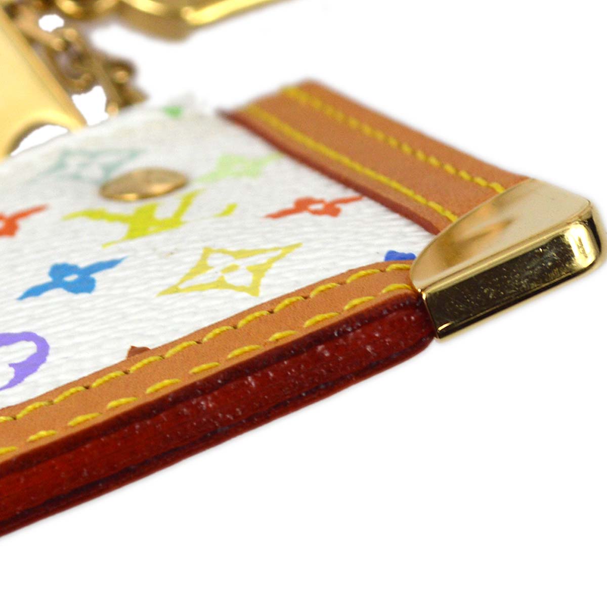 Louis Vuitton 2003 White Multicolor Pochette Cles Coin Case Wallet M92655