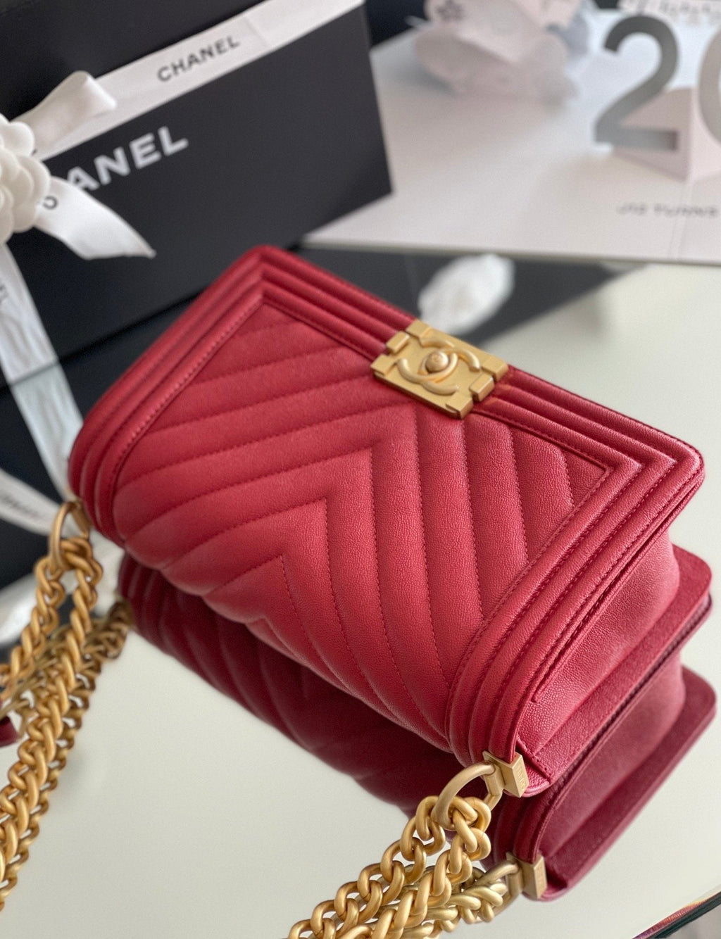 CHLMedium Boy Handbag Red For Women 9.8in/25cm A67086