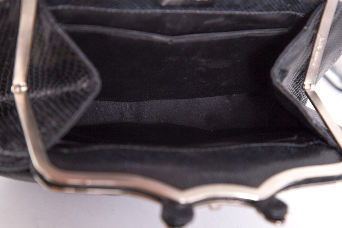 Judith Leiber Vintage Black Snake & Crystal  Clutch