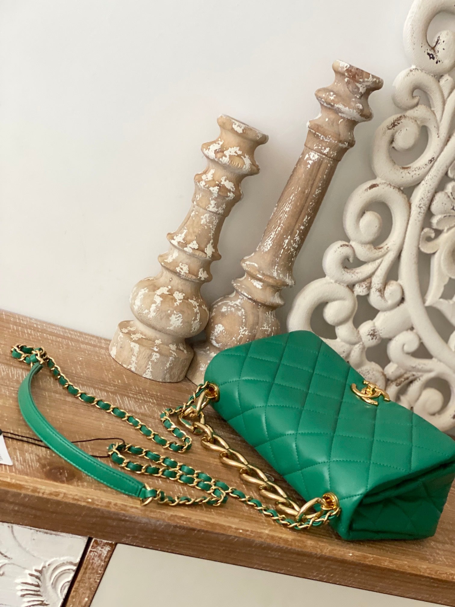 CHLLarge Flap Green Bag For Women 23cm/9in