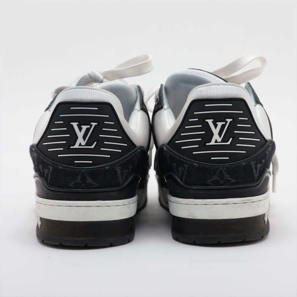 Louis Vuitton LV Trainer Line 23 Years Denim  Leather Trainers 7 Men Black × White MS0283 Monogram