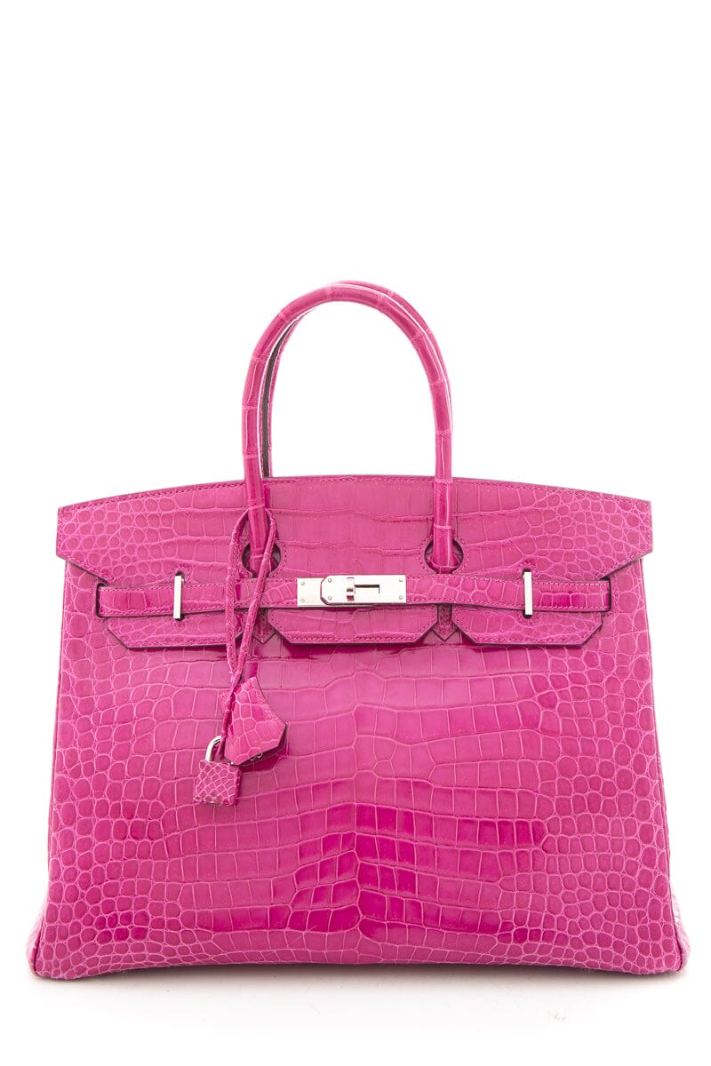 HermÃƒÆ’Ã‚Â¨s Birkin 35 Rose Shocking Crocodile Handbag