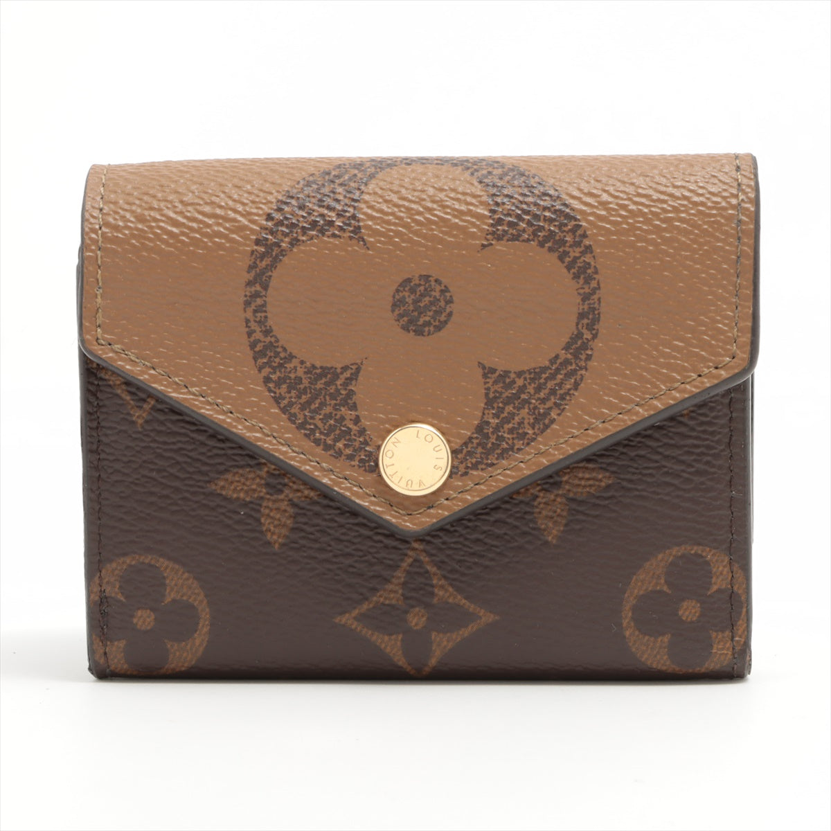 Louis Vuitton Giant Monogram Reversee Portefolio Zoe M80725 Black X Brown Compact Wallet