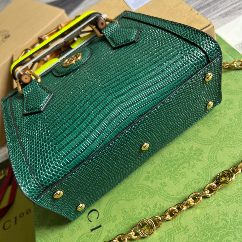gg Lizard Mini Tote Bag Green For Women, Women’s Bags 7.9in/20cm gg