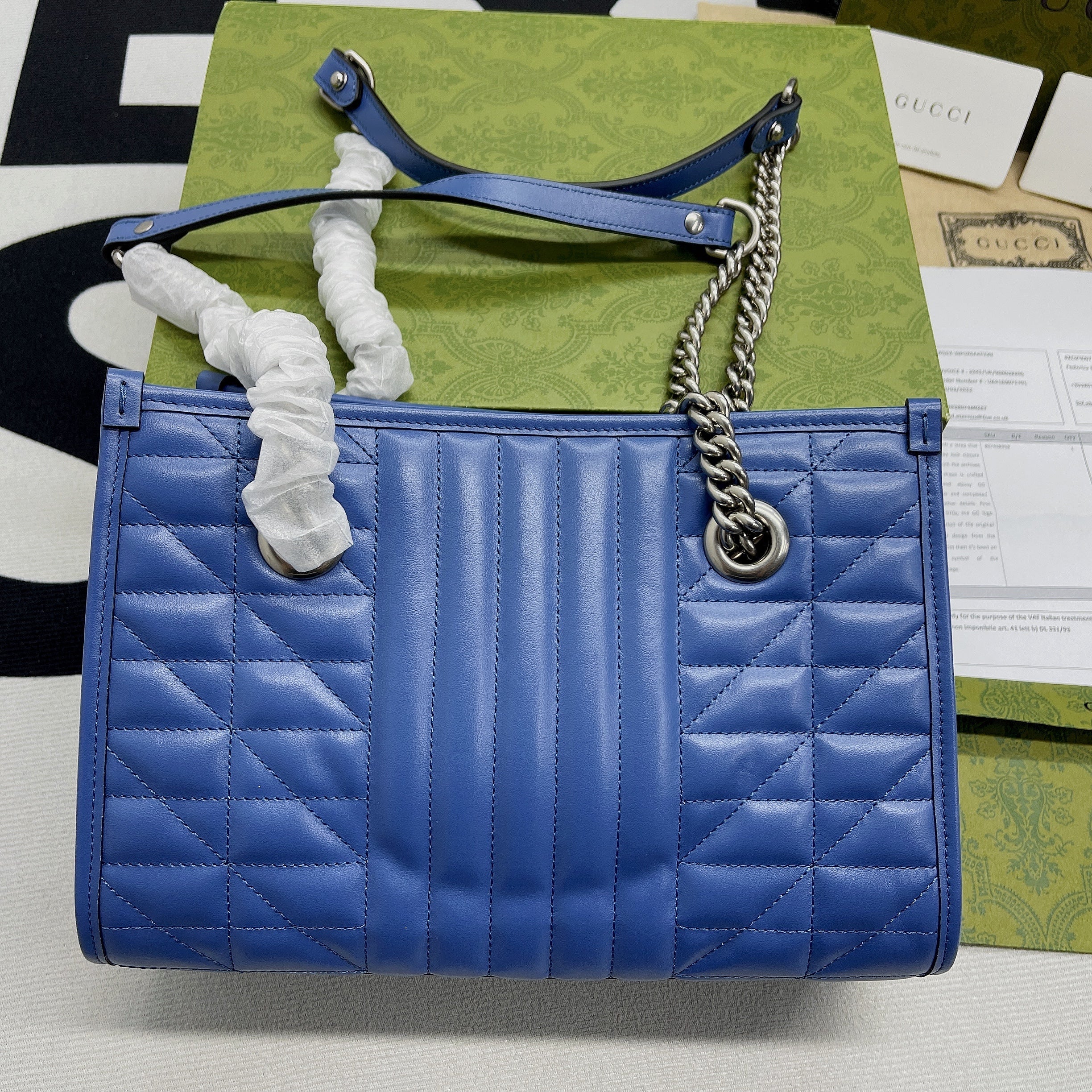 Glami Marmont MeGLAMIum Matelasse Tote Blue For Women, Women’s Bags 13.6in/34cm Glami Ã¢â‚¬Å½Ã¢â‚¬Å½675796 UM8BF 4340