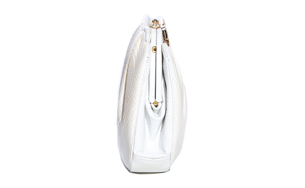 Judith Leiber Cream Lizard Skin Full Set Evening Bag Pouch